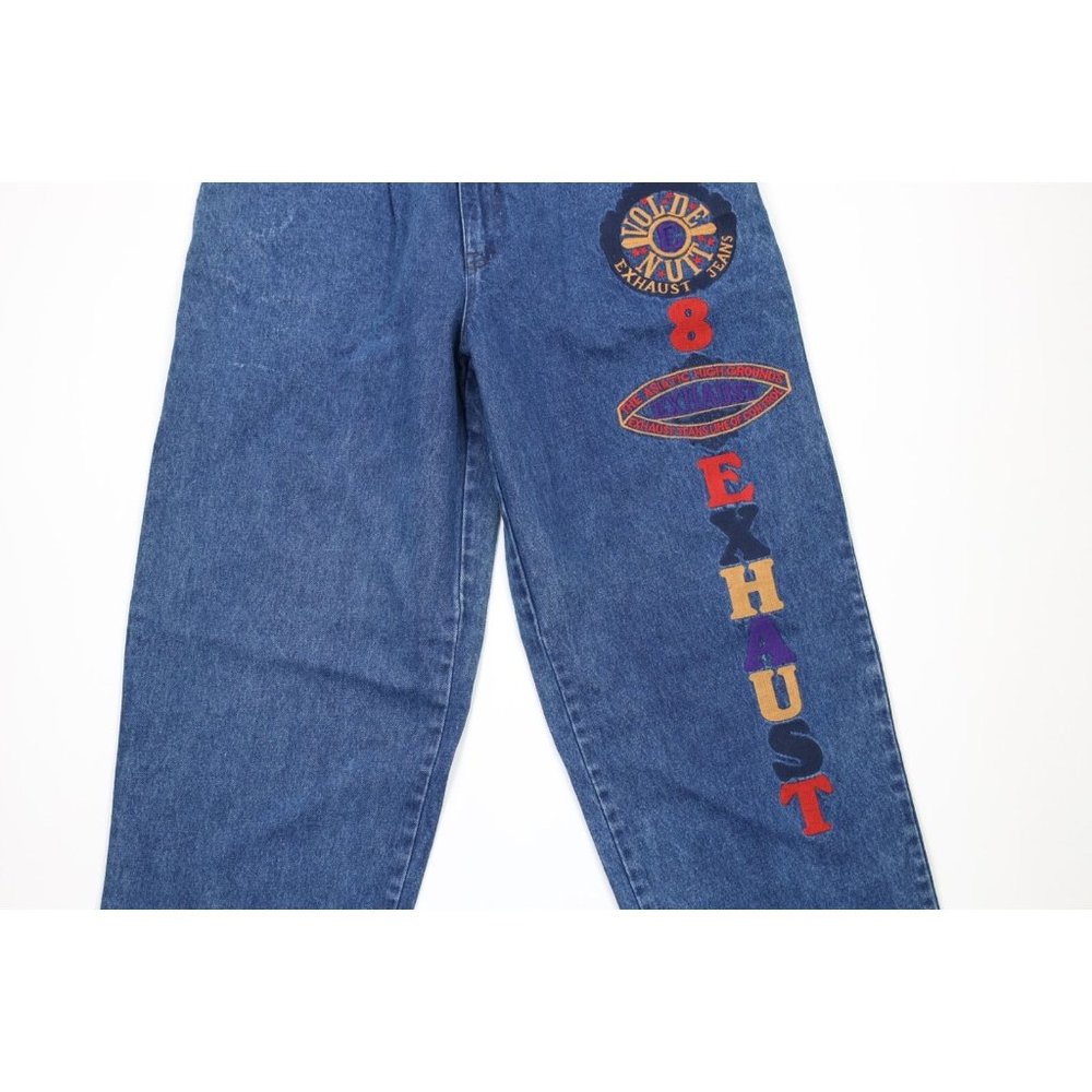 NOS Vintage 90s Streetwear Mens 32x34 Pleated Baggy Loose Fit Denim Jeans Blue - Picture 3 of 13